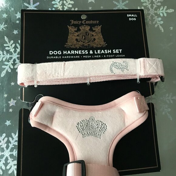 Juicy Couture Velour Light Pink Harness and Leash Set Mesh Liner Small - Picture 3 of 4
